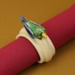 Kerámia szalvétagyűrű - zöld madárka