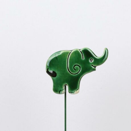 Beszúrható kerámia figura - zöld elefánt