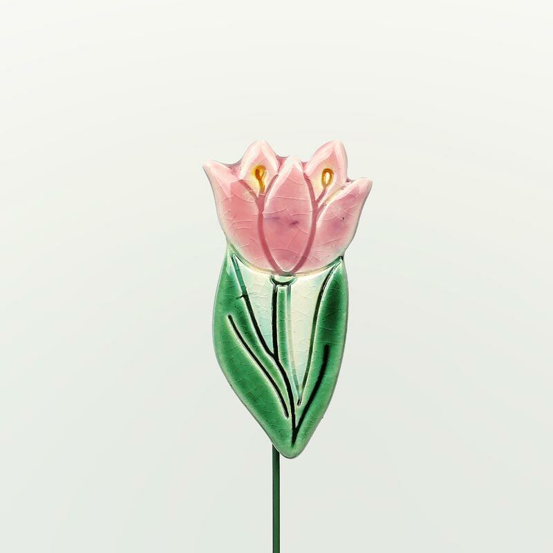 Beszúrható kerámia figura - rózsaszín tulipán