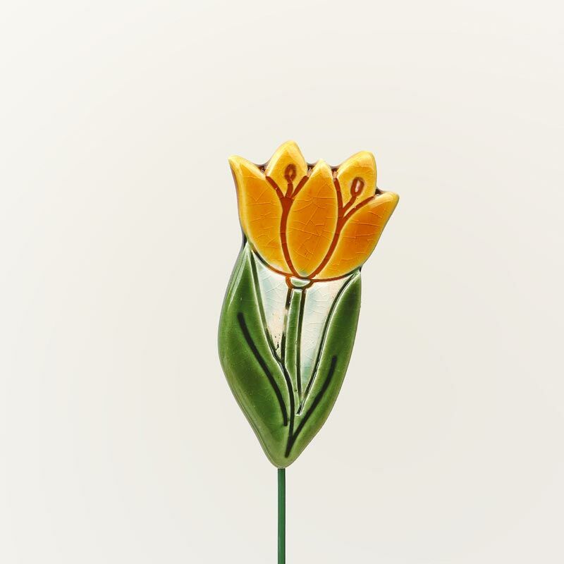 Beszúrható kerámia figura - sárga tulipán
