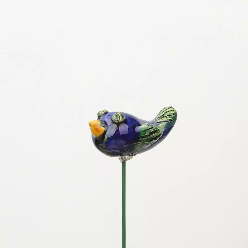 Beszúrható kerámia figura - kék madárka