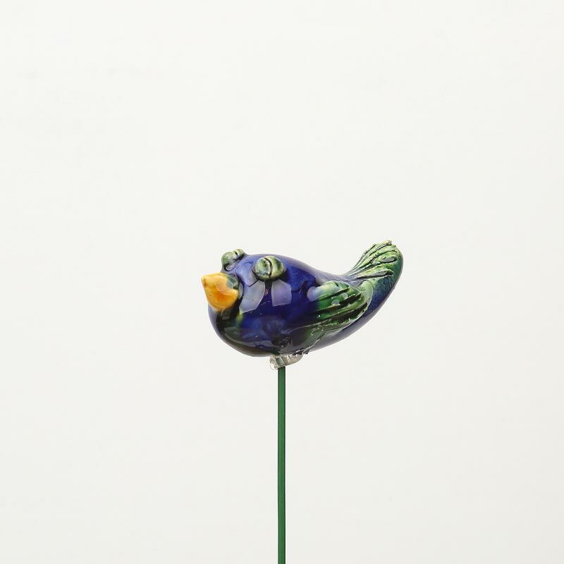 Beszúrható kerámia figura - kék madárka