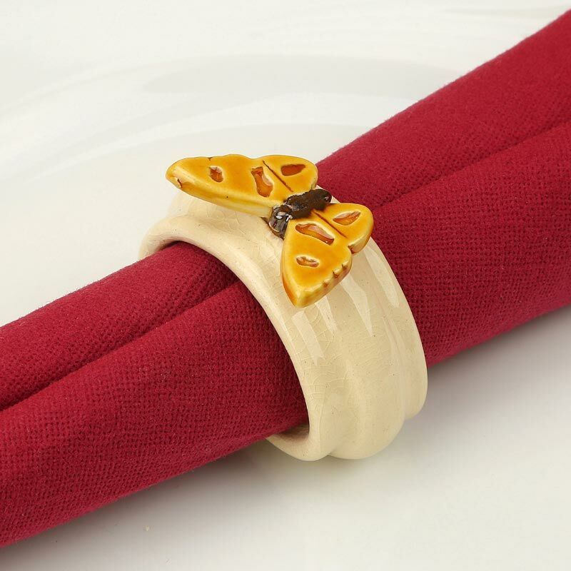 Kerámia szalvétagyűrű - pillangó sárga
