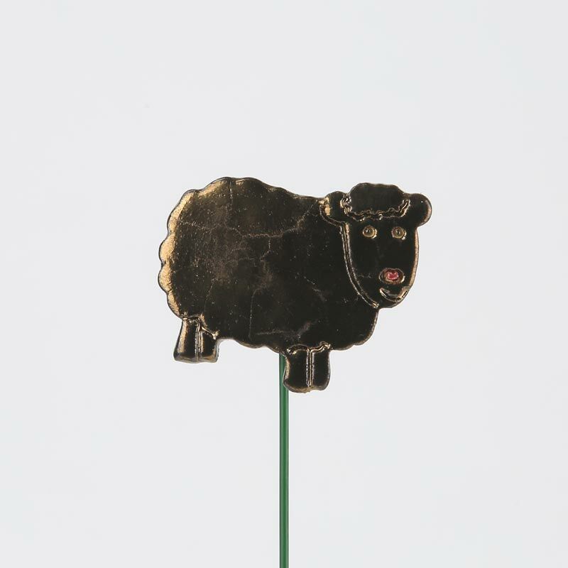 Beszúrható kerámia figura - fekete bárány